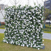 Aperturee - Aperturee Romantic Greenery White Rose Artificial Flower Wall